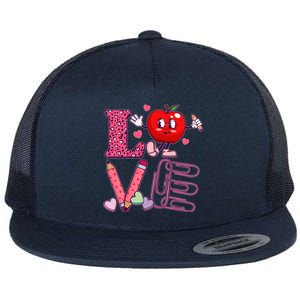 Cute Valentines Day Teacher Love Flat Bill Trucker Hat