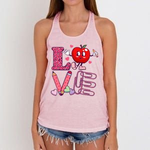 Cute Valentines Day Teacher Love Women's Knotted Racerback Tank