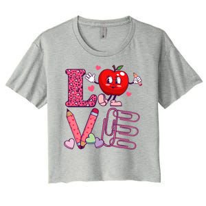 Cute Valentines Day Teacher Love Women's Crop Top Tee