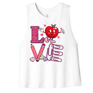 Cute Valentines Day Teacher Love Women's Racerback Cropped Tank