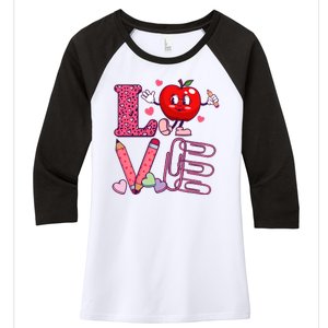 Cute Valentines Day Teacher Love Women's Tri-Blend 3/4-Sleeve Raglan Shirt