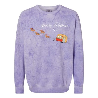 Camper Van Dachshund Sleigh Doxie Dog Colorblast Crewneck Sweatshirt