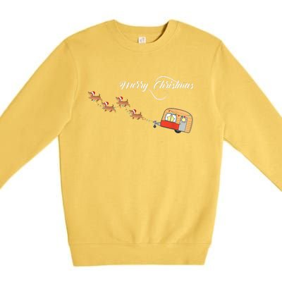 Camper Van Dachshund Sleigh Doxie Dog Premium Crewneck Sweatshirt