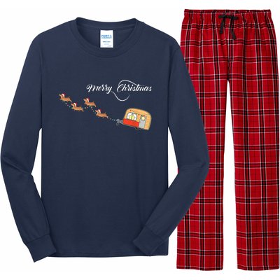 Camper Van Dachshund Sleigh Doxie Dog Long Sleeve Pajama Set