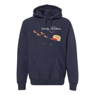 Camper Van Dachshund Sleigh Doxie Dog Premium Hoodie