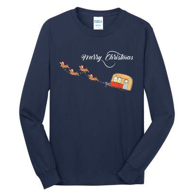 Camper Van Dachshund Sleigh Doxie Dog Tall Long Sleeve T-Shirt