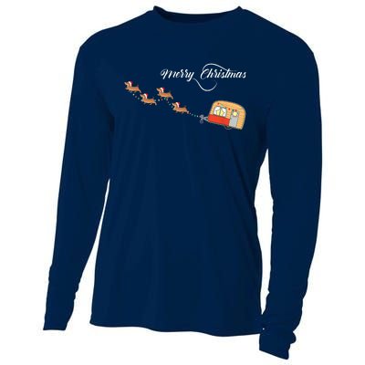 Camper Van Dachshund Sleigh Doxie Dog Cooling Performance Long Sleeve Crew