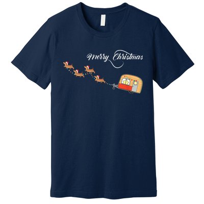 Camper Van Dachshund Sleigh Doxie Dog Premium T-Shirt