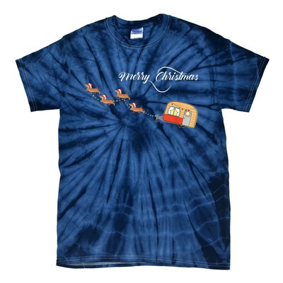 Camper Van Dachshund Sleigh Doxie Dog Tie-Dye T-Shirt