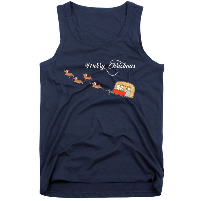 Camper Van Dachshund Sleigh Doxie Dog Tank Top