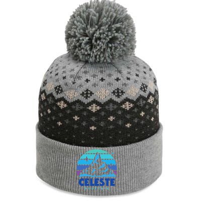 Celeste Vintage Design Mountain Playing Videogames The Baniff Cuffed Pom Beanie