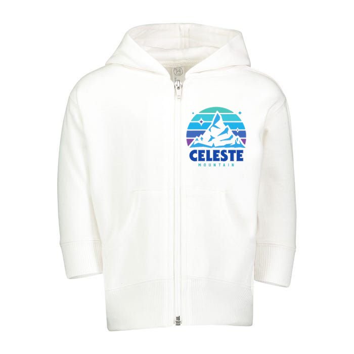 Celeste Vintage Design Mountain Playing Videogames Toddler Zip Fleece Hoodie