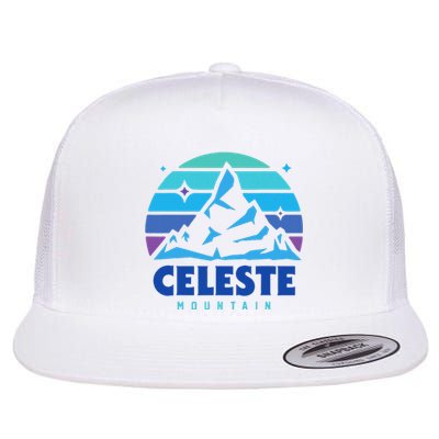 Celeste Vintage Design Mountain Playing Videogames Flat Bill Trucker Hat