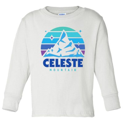 Celeste Vintage Design Mountain Playing Videogames Toddler Long Sleeve Shirt