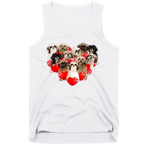 Cute Valentines Day Shih Tzu Dog Heart Puppy Tank Top