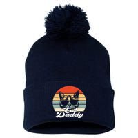 Cat Vintage Daddy Retro Pom Pom 12in Knit Beanie