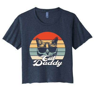 Cat Vintage Daddy Retro Women's Crop Top Tee