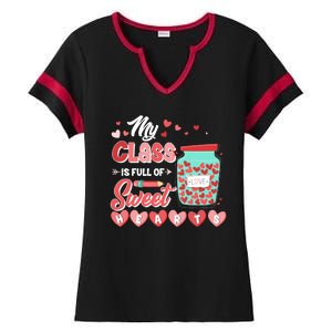 Cute Valentines Day My Class Is Full Of Sweet Hearts Ladies Halftime Notch Neck Tee