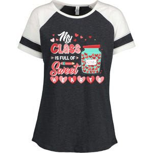 Cute Valentines Day My Class Is Full Of Sweet Hearts Enza Ladies Jersey Colorblock Tee