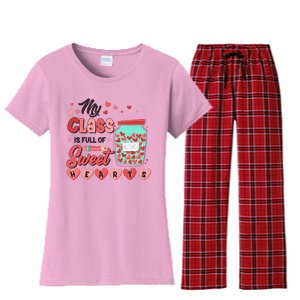 Cute Valentines Day My Class Is Full Of Sweet Hearts Women's Flannel Pajama Set