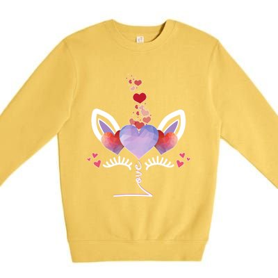 Cute Valentines Day Unicorn Tee Says Love Cool Gift Premium Crewneck Sweatshirt