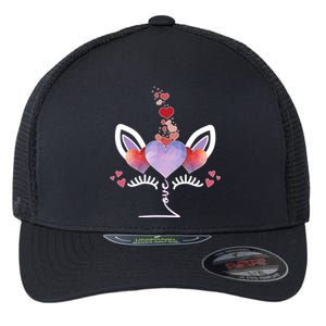 Cute Valentines Day Unicorn Tee Says Love Cool Gift Flexfit Unipanel Trucker Cap