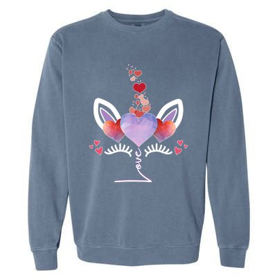 Cute Valentines Day Unicorn Tee Says Love Cool Gift Garment-Dyed Sweatshirt