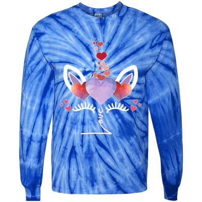 Cute Valentines Day Unicorn Tee Says Love Cool Gift Tie-Dye Long Sleeve Shirt