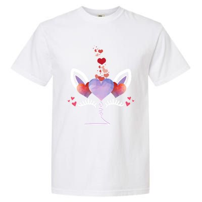 Cute Valentines Day Unicorn Tee Says Love Cool Gift Garment-Dyed Heavyweight T-Shirt