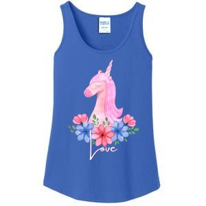 Cute Valentines Day Unicorn Tee Says Love Gift Ladies Essential Tank