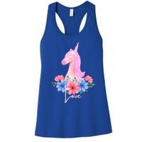 Cute Valentines Day Unicorn Tee Says Love Gift Women's Racerback Tank