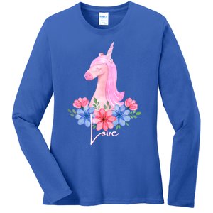 Cute Valentines Day Unicorn Tee Says Love Gift Ladies Long Sleeve Shirt