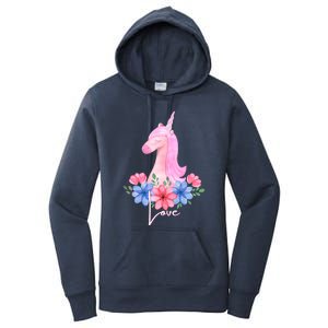 Cute Valentines Day Unicorn Tee Says Love Gift Women's Pullover Hoodie