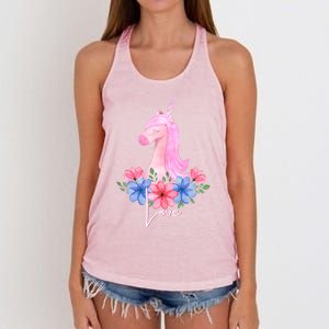 Cute Valentines Day Unicorn Tee Says Love Gift Women's Knotted Racerback Tank