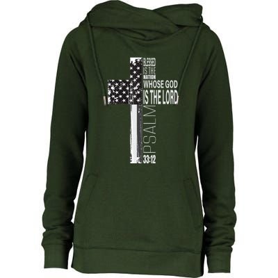 Christian Veteran Distressed American Flag Religious Womens Funnel Neck Pullover Hood