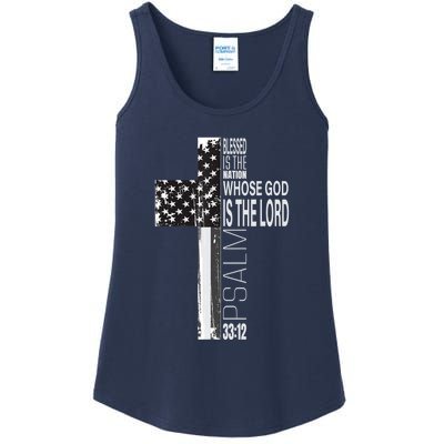 Christian Veteran Distressed American Flag Religious Ladies Essential Tank