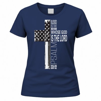 Christian Veteran Distressed American Flag Religious Women's T-Shirt