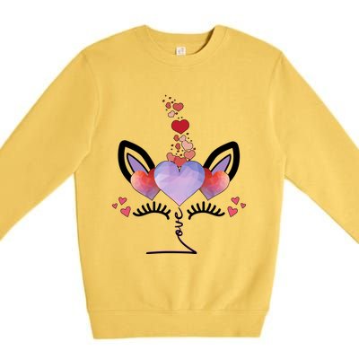 Cute Valentines Day Unicorn Tee Says Love Cute Gift Premium Crewneck Sweatshirt