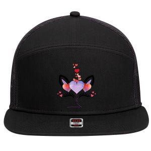 Cute Valentines Day Unicorn Tee Says Love Cute Gift 7 Panel Mesh Trucker Snapback Hat