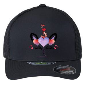 Cute Valentines Day Unicorn Tee Says Love Cute Gift Flexfit Unipanel Trucker Cap