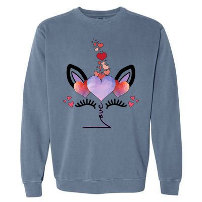 Cute Valentines Day Unicorn Tee Says Love Cute Gift Garment-Dyed Sweatshirt