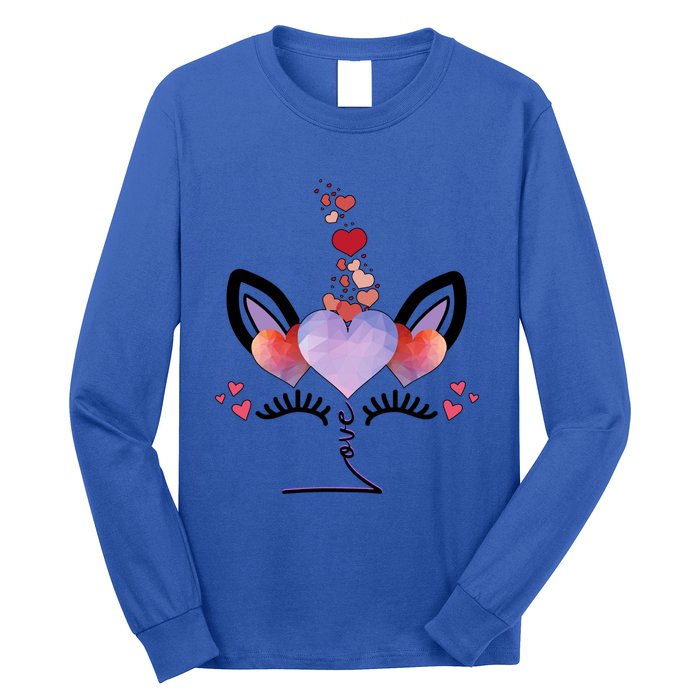 Cute Valentines Day Unicorn Tee Says Love Cute Gift Long Sleeve Shirt