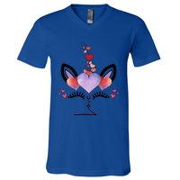 Cute Valentines Day Unicorn Tee Says Love Cute Gift V-Neck T-Shirt