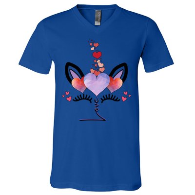 Cute Valentines Day Unicorn Tee Says Love Cute Gift V-Neck T-Shirt