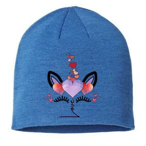 Cute Valentines Day Unicorn Tee Says Love Cute Gift Sustainable Beanie