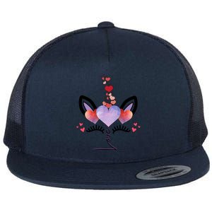 Cute Valentines Day Unicorn Tee Says Love Cute Gift Flat Bill Trucker Hat