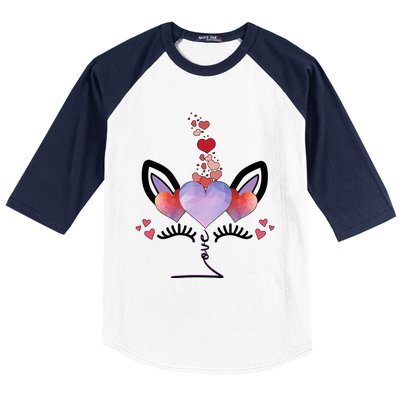 Cute Valentines Day Unicorn Tee Says Love Cute Gift Baseball Sleeve Shirt