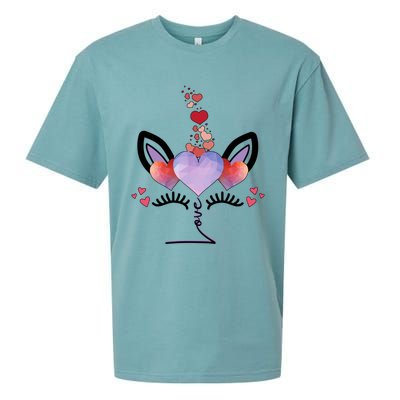 Cute Valentines Day Unicorn Tee Says Love Cute Gift Sueded Cloud Jersey T-Shirt