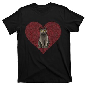 Chartreux Valentines Day Cat Love Fingerprint T-Shirt