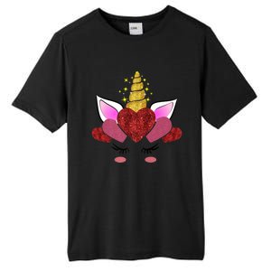 Cute Valentine's Day Funny Gift For Her Friend Unicorn Hearts Gift Tall Fusion ChromaSoft Performance T-Shirt